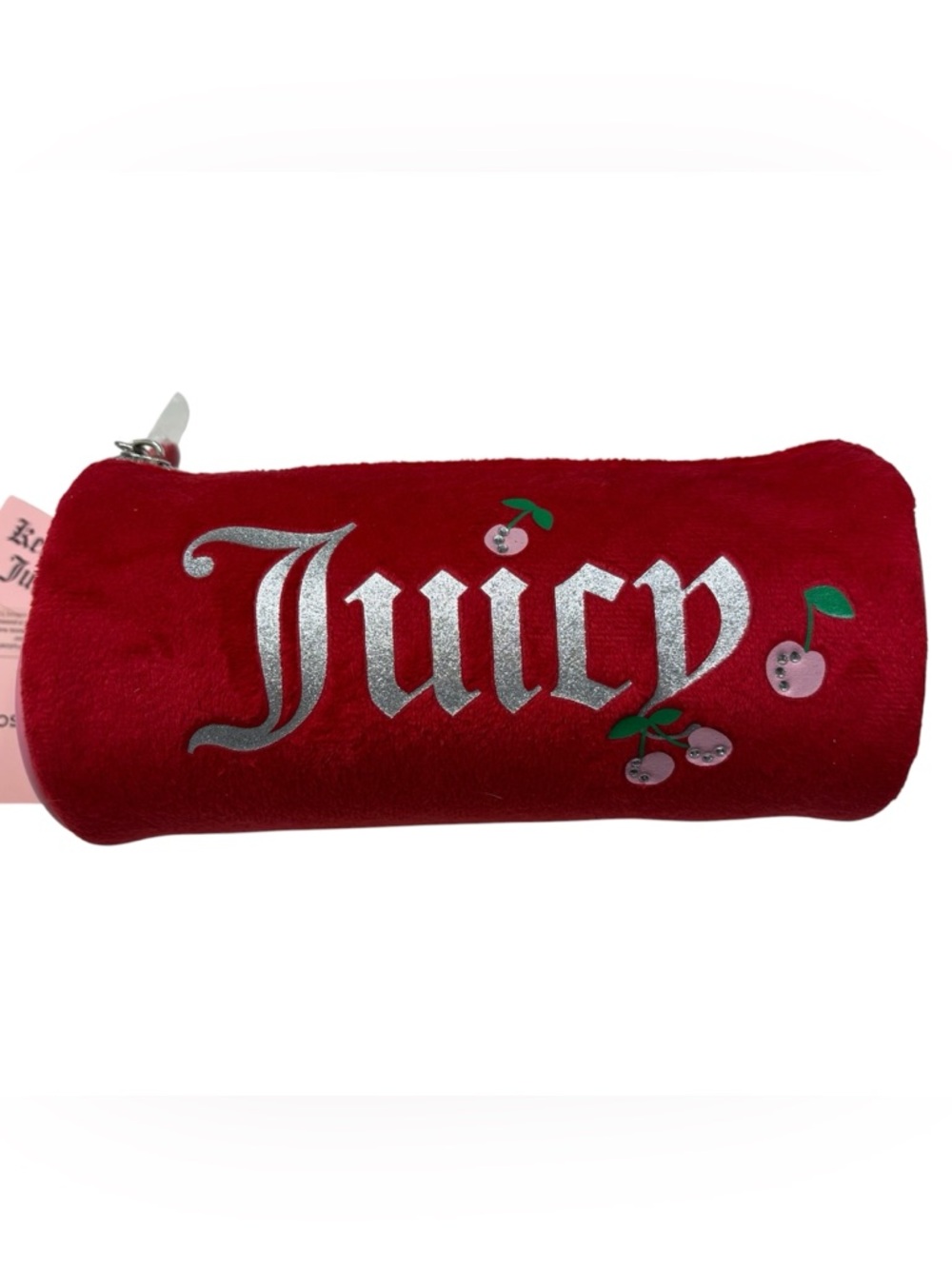 Juicy Couture barrel-shaped velour cosmetics bag NWT